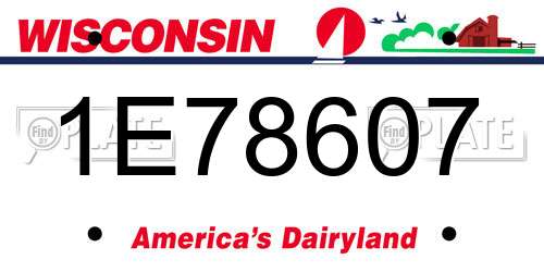 1E78607 Wisconsin License Plate