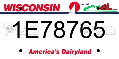 1E78765 Wisconsin License Plate