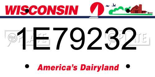 1E79232 Wisconsin License Plate