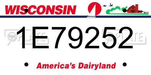 1E79252 Wisconsin License Plate