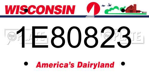 1E80823 Wisconsin License Plate