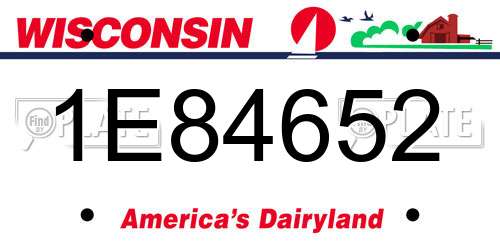 1E84652 Wisconsin License Plate