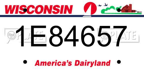1E84657 Wisconsin License Plate