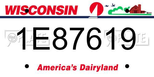 1E87619 Wisconsin License Plate