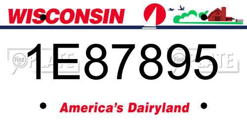 1E87895 Wisconsin License Plate