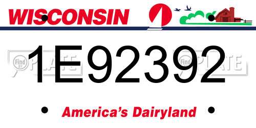 1E92392 Wisconsin License Plate
