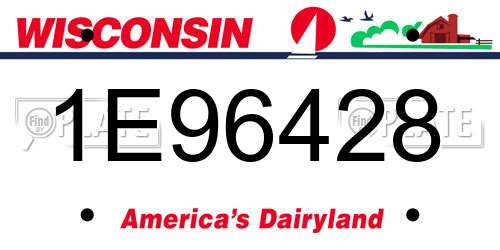 1E96428 Wisconsin License Plate
