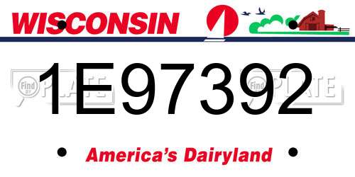 1E97392 Wisconsin License Plate