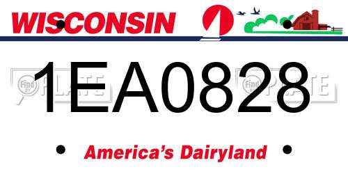 1EA0828 Wisconsin License Plate