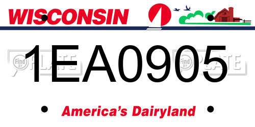 1EA0905 Wisconsin License Plate
