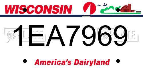 1EA7969 Wisconsin License Plate