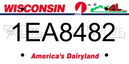 1EA8482 Wisconsin License Plate