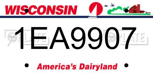 1EA9907 Wisconsin License Plate