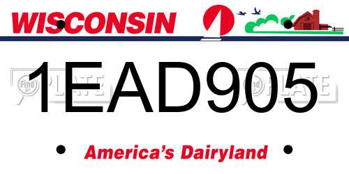 1EAD905 Wisconsin License Plate
