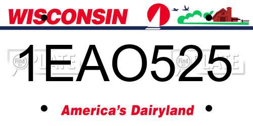 1EAO525 Wisconsin License Plate