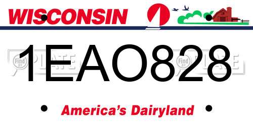 1EAO828 Wisconsin License Plate