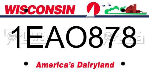 1EAO878 Wisconsin License Plate