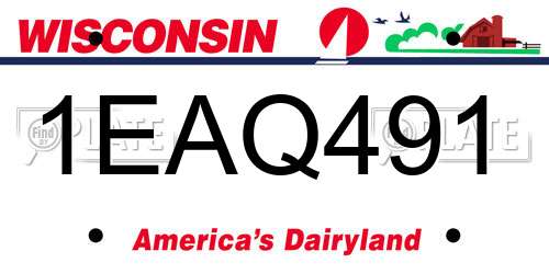 1EAQ491 Wisconsin License Plate
