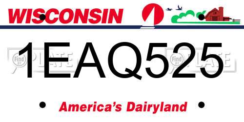 1EAQ525 Wisconsin License Plate