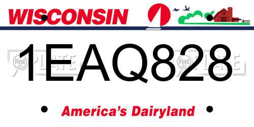 1EAQ828 Wisconsin License Plate