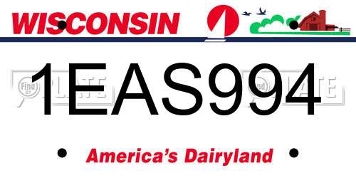 1EAS994 Wisconsin License Plate