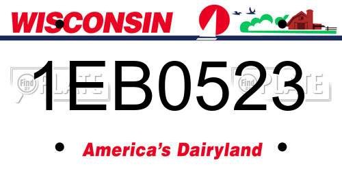 1EB0523 Wisconsin License Plate