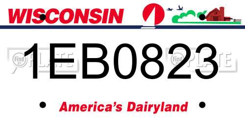 1EB0823 Wisconsin License Plate