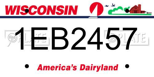 1EB2457 Wisconsin License Plate