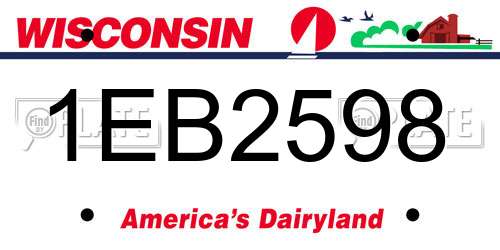 1EB2598 Wisconsin License Plate