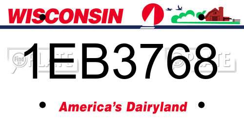 1EB3768 Wisconsin License Plate