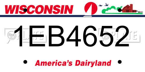 1EB4652 Wisconsin License Plate