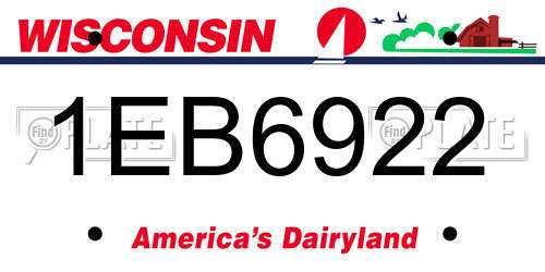 1EB6922 Wisconsin License Plate