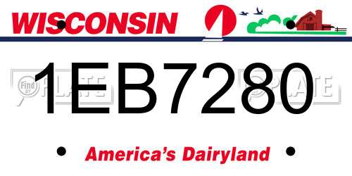 1EB7280 Wisconsin License Plate
