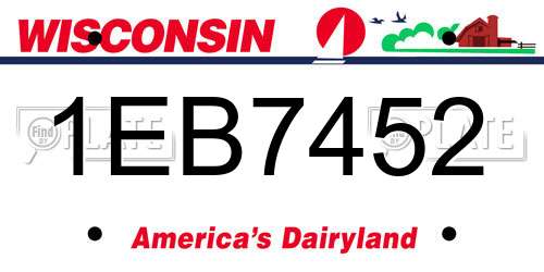 1EB7452 Wisconsin License Plate