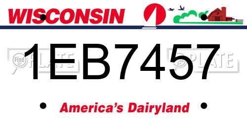 1EB7457 Wisconsin License Plate