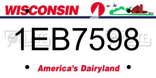 1EB7598 Wisconsin License Plate