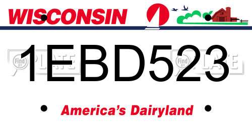 1EBD523 Wisconsin License Plate