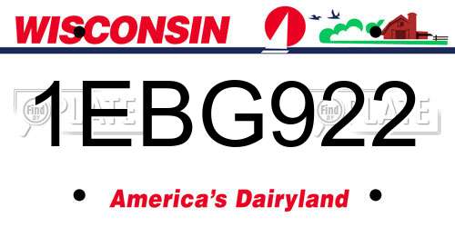 1EBG922 Wisconsin License Plate