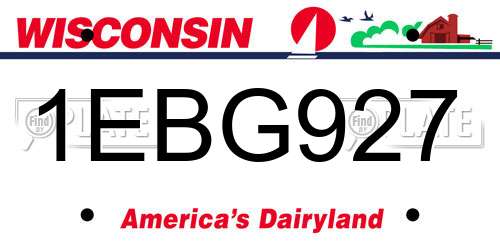 1EBG927 Wisconsin License Plate