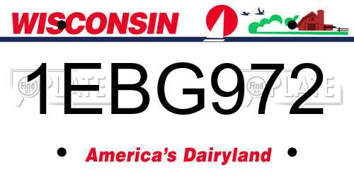 1EBG972 Wisconsin License Plate