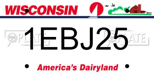1EBJ25 Wisconsin License Plate