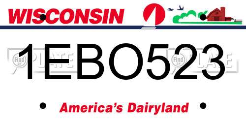 1EBO523 Wisconsin License Plate