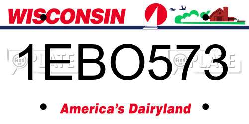 1EBO573 Wisconsin License Plate