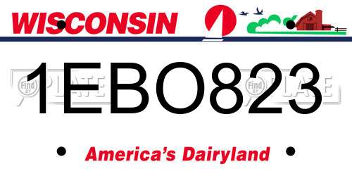 1EBO823 Wisconsin License Plate