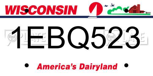 1EBQ523 Wisconsin License Plate