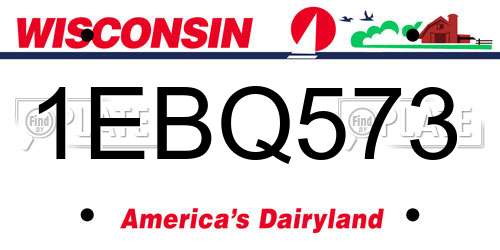 1EBQ573 Wisconsin License Plate