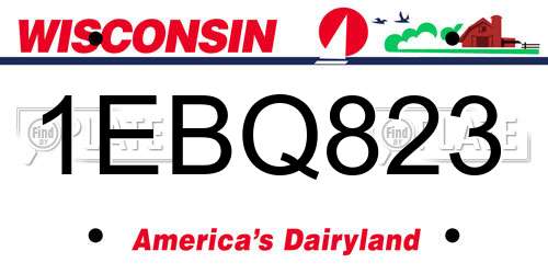 1EBQ823 Wisconsin License Plate