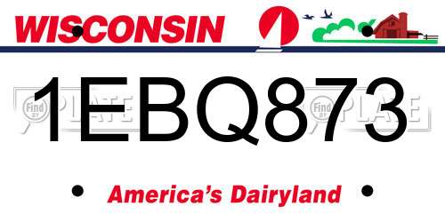 1EBQ873 Wisconsin License Plate