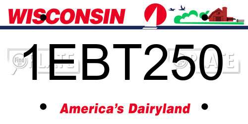 1EBT250 Wisconsin License Plate