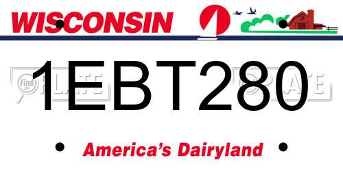 1EBT280 Wisconsin License Plate
